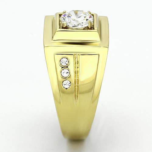 Gold Rings for Men Stainless Steel TK791 with AAA Grade Cubic Zirconia in Clear - Jewelry Store by Erik Rayo