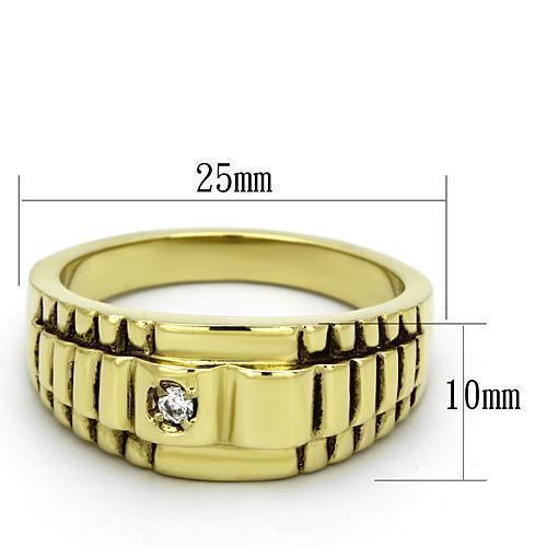 Gold Rings for Men Stainless Steel TK794 with AAA Grade Cubic Zirconia in Clear - Jewelry Store by Erik Rayo