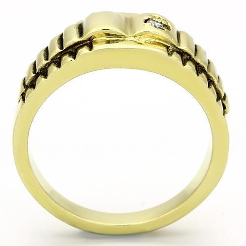 Gold Rings for Men Stainless Steel TK794 with AAA Grade Cubic Zirconia in Clear - Jewelry Store by Erik Rayo