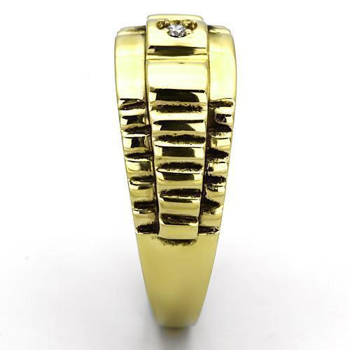 Gold Rings for Men Stainless Steel TK794 with AAA Grade Cubic Zirconia in Clear - Jewelry Store by Erik Rayo