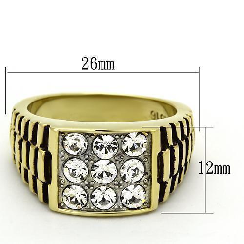 Gold Rings for Men Stainless Steel TK796 Two-Tone with Top Grade Crystal in Clear - Jewelry Store by Erik Rayo