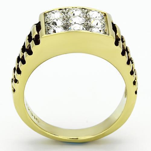Gold Rings for Men Stainless Steel TK796 Two-Tone with Top Grade Crystal in Clear - Jewelry Store by Erik Rayo
