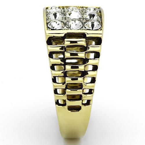 Gold Rings for Men Stainless Steel TK796 Two-Tone with Top Grade Crystal in Clear - Jewelry Store by Erik Rayo