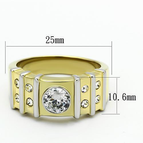 Gold Rings for Men Stainless Steel TK797 Two-Tone with AAA Grade Cubic Zirconia in Clear - Jewelry Store by Erik Rayo