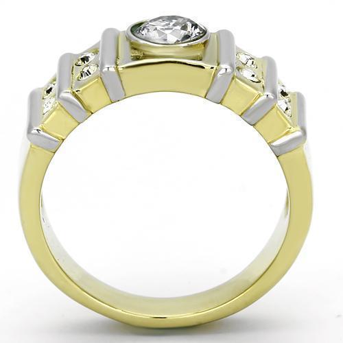 Gold Rings for Men Stainless Steel TK797 Two-Tone with AAA Grade Cubic Zirconia in Clear - Jewelry Store by Erik Rayo
