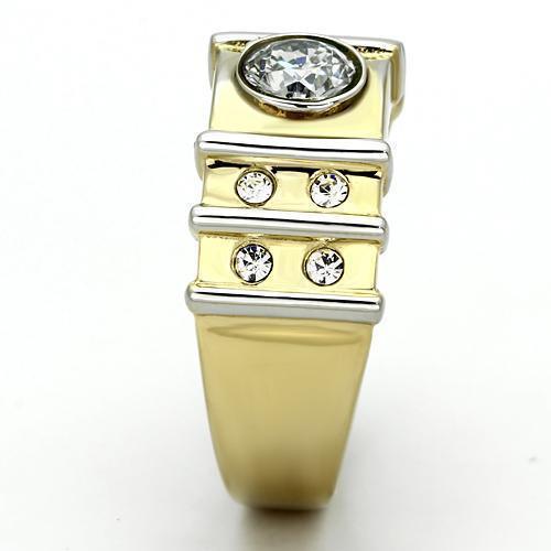 Gold Rings for Men Stainless Steel TK797 Two-Tone with AAA Grade Cubic Zirconia in Clear - Jewelry Store by Erik Rayo
