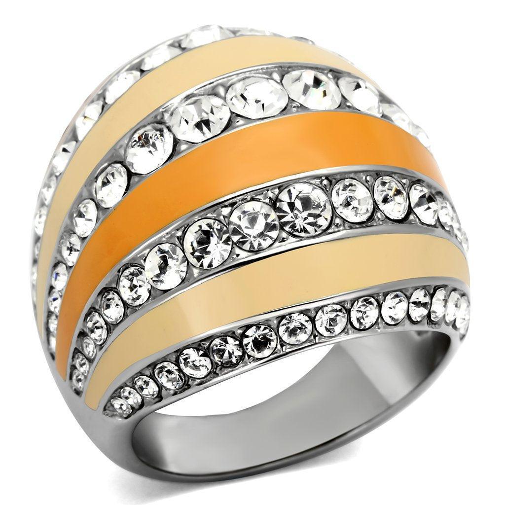 Silver Rings for Women Stainless Steel TK798 with Top Grade Crystal in Clear - Jewelry Store by Erik Rayo