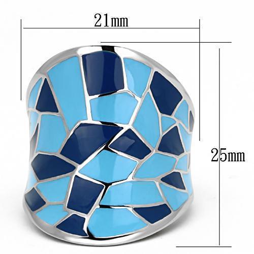 Silver Rings for Women Stainless Steel TK799 with Epoxy in Multi Color - Jewelry Store by Erik Rayo