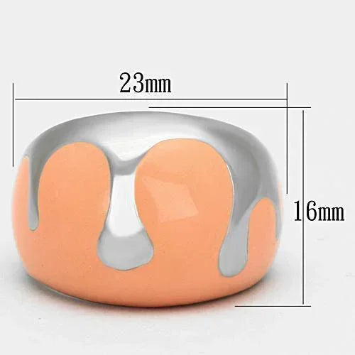 Silver Rings for Women Stainless Steel TK802 with Epoxy in Orange - Jewelry Store by Erik Rayo
