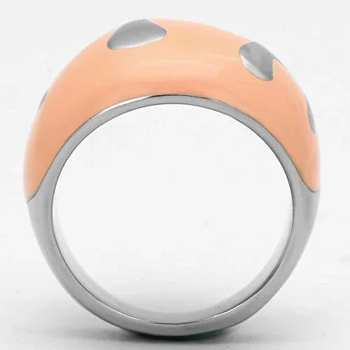 Silver Rings for Women Stainless Steel TK802 with Epoxy in Orange - Jewelry Store by Erik Rayo