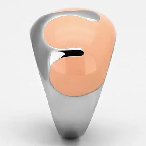 Silver Rings for Women Stainless Steel TK802 with Epoxy in Orange - Jewelry Store by Erik Rayo