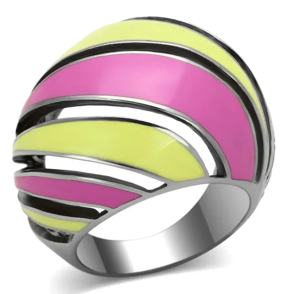 Silver Rings for Women Stainless Steel TK803 with Epoxy in Multi Color - Jewelry Store by Erik Rayo