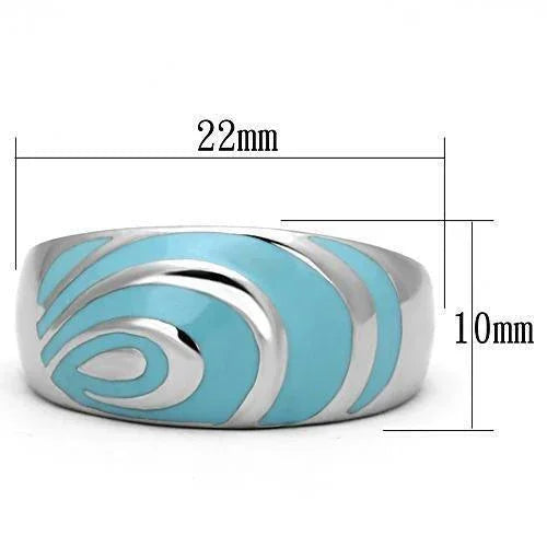 Silver Rings for Women Stainless Steel TK804 with Epoxy in Sea Blue - Jewelry Store by Erik Rayo