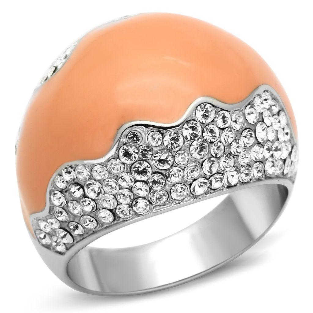 Silver Rings for Women Stainless Steel TK805 with Top Grade Crystal in Clear - Jewelry Store by Erik Rayo