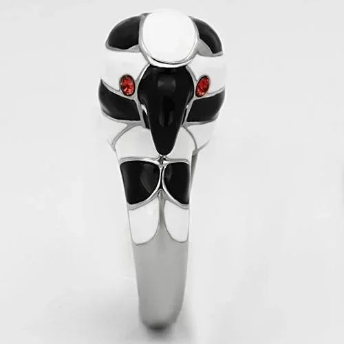 Silver Rings for Women Stainless Steel TK806 with Top Grade Crystal in Orange - Jewelry Store by Erik Rayo