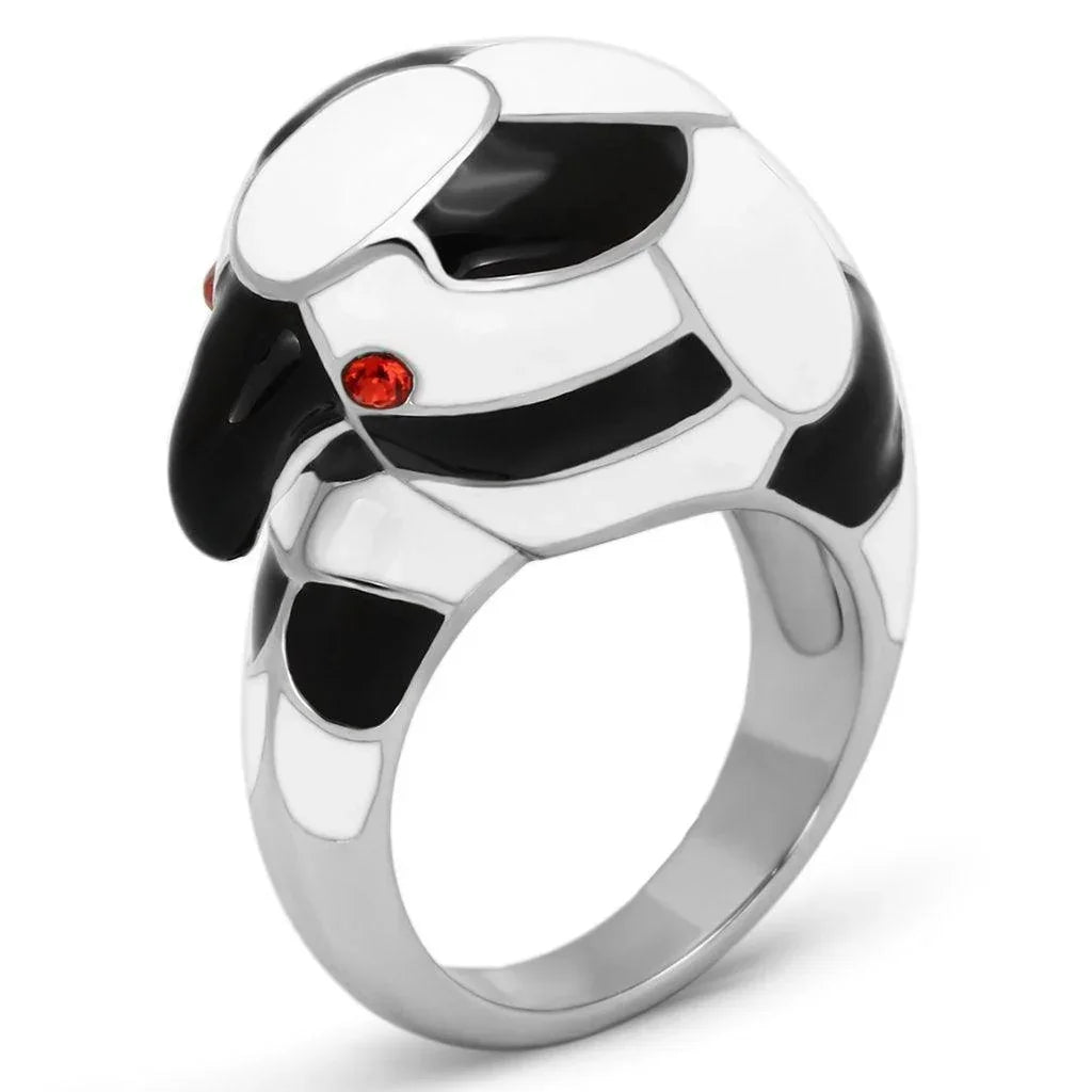 Silver Rings for Women Stainless Steel TK806 with Top Grade Crystal in Orange - Jewelry Store by Erik Rayo