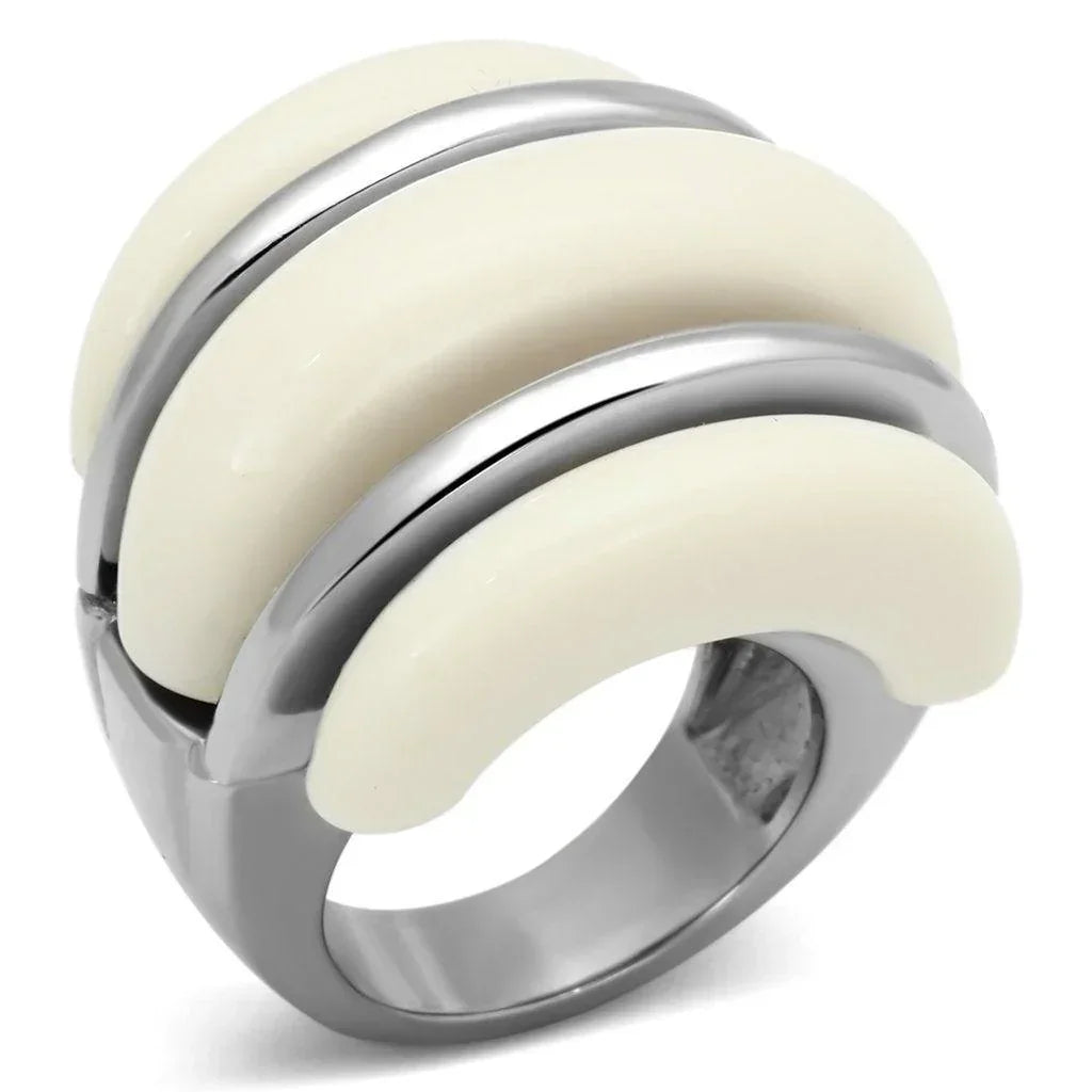 Silver Rings for Women Stainless Steel TK807 with Stone in Citrine Yellow - Jewelry Store by Erik Rayo