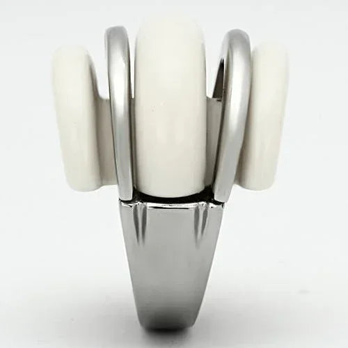 Silver Rings for Women Stainless Steel TK807 with Stone in Citrine Yellow - Jewelry Store by Erik Rayo
