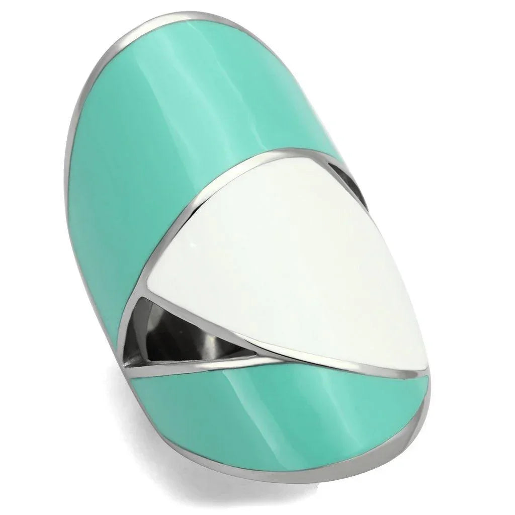 Rings for Women Silver Stainless Steel TK808 with Epoxy in Multi Color - Jewelry Store by Erik Rayo