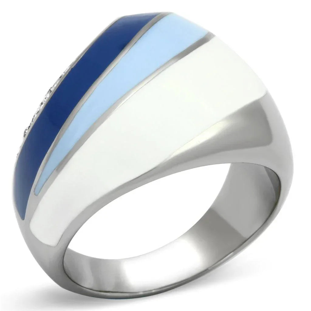 Silver Rings for Women Stainless Steel TK809 with Top Grade Crystal in Clear - Jewelry Store by Erik Rayo