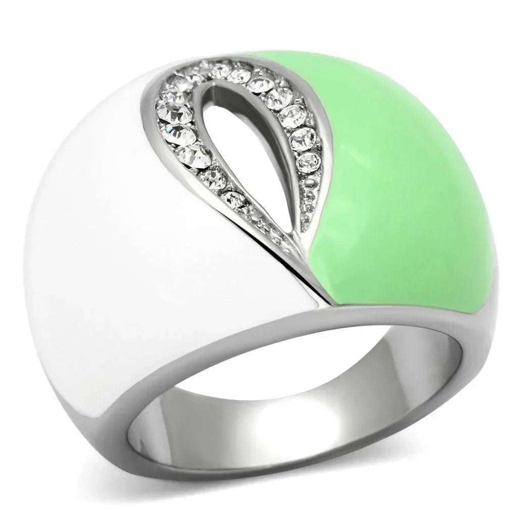 Silver Rings for Women Stainless Steel TK811 with Top Grade Crystal in Clear - Jewelry Store by Erik Rayo