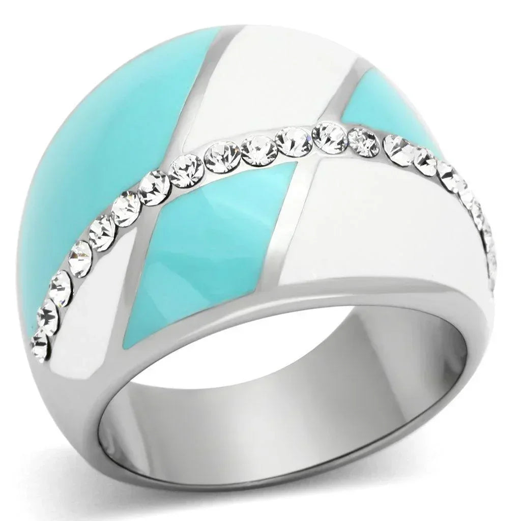 Silver Rings for Women Stainless Steel TK812 with Top Grade Crystal in Clear - Jewelry Store by Erik Rayo