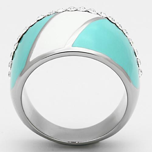 Silver Rings for Women Stainless Steel TK812 with Top Grade Crystal in Clear - Jewelry Store by Erik Rayo
