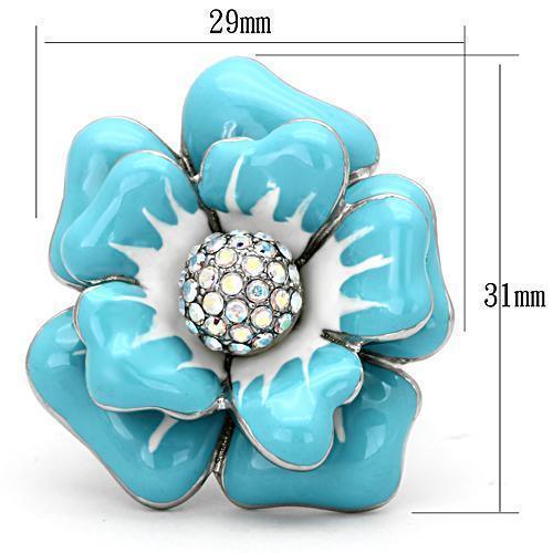 Silver Rings for Women Stainless Steel TK817 with Top Grade Crystal in Aurora Borealis (Rainbow Effect) - Jewelry Store by Erik Rayo