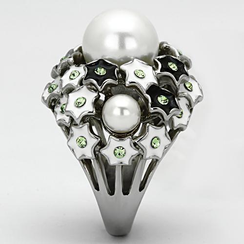 Silver Rings for Women Stainless Steel TK818 with Pearl in White - Jewelry Store by Erik Rayo