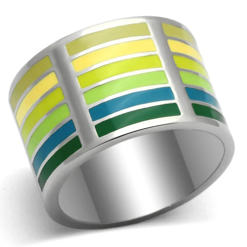 Silver Rings for Women Stainless Steel TK819 with Epoxy in Multi Color - Jewelry Store by Erik Rayo