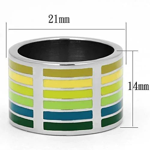 Silver Rings for Women Stainless Steel TK819 with Epoxy in Multi Color - Jewelry Store by Erik Rayo