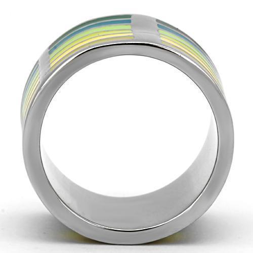 Silver Rings for Women Stainless Steel TK819 with Epoxy in Multi Color - Jewelry Store by Erik Rayo