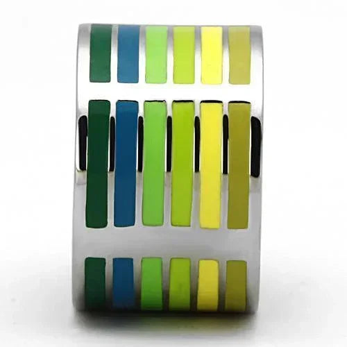 Silver Rings for Women Stainless Steel TK819 with Epoxy in Multi Color - Jewelry Store by Erik Rayo