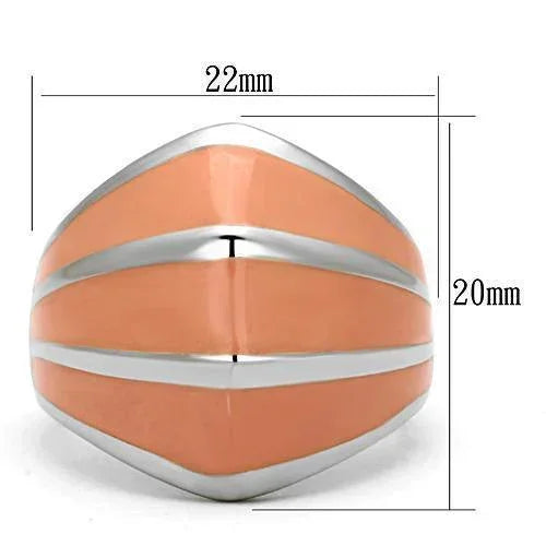 Silver Rings for Women Stainless Steel TK822 with Epoxy in Orange - Jewelry Store by Erik Rayo