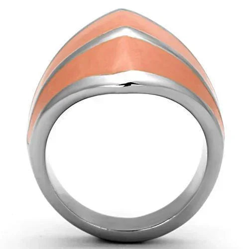 Silver Rings for Women Stainless Steel TK822 with Epoxy in Orange - Jewelry Store by Erik Rayo