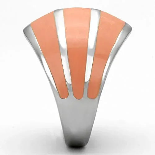 Silver Rings for Women Stainless Steel TK822 with Epoxy in Orange - Jewelry Store by Erik Rayo