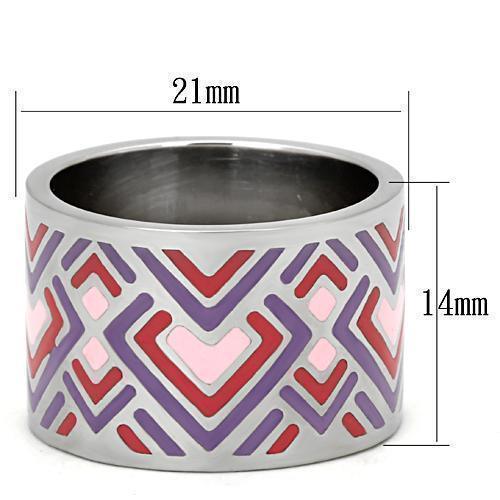 Silver Rings for Women Stainless Steel TK823 with Epoxy in Multi Color - Jewelry Store by Erik Rayo