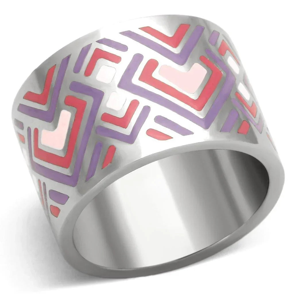 Silver Rings for Women Stainless Steel TK823 with Epoxy in Multi Color - Jewelry Store by Erik Rayo