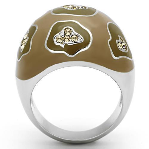 Silver Rings for Women Stainless Steel TK826 with Top Grade Crystal in Citrine Yellow - Jewelry Store by Erik Rayo