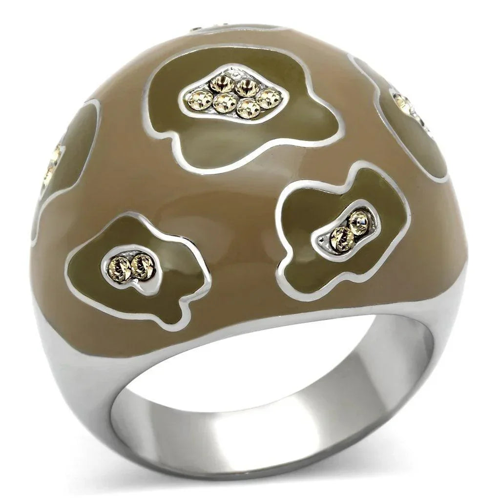 Silver Rings for Women Stainless Steel TK826 with Top Grade Crystal in Citrine Yellow - Jewelry Store by Erik Rayo