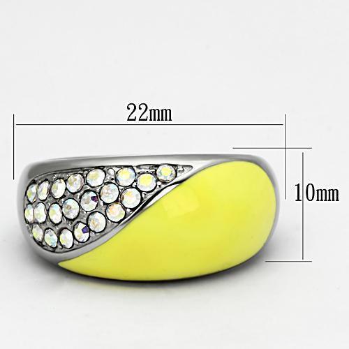 Silver Rings for Women Stainless Steel TK829 with Top Grade Crystal in Aurora Borealis (Rainbow Effect) - Jewelry Store by Erik Rayo