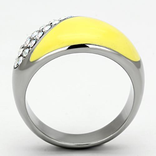 Silver Rings for Women Stainless Steel TK829 with Top Grade Crystal in Aurora Borealis (Rainbow Effect) - Jewelry Store by Erik Rayo