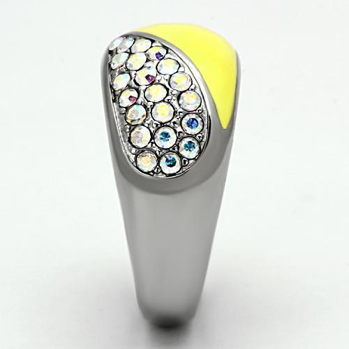 Silver Rings for Women Stainless Steel TK829 with Top Grade Crystal in Aurora Borealis (Rainbow Effect) - Jewelry Store by Erik Rayo
