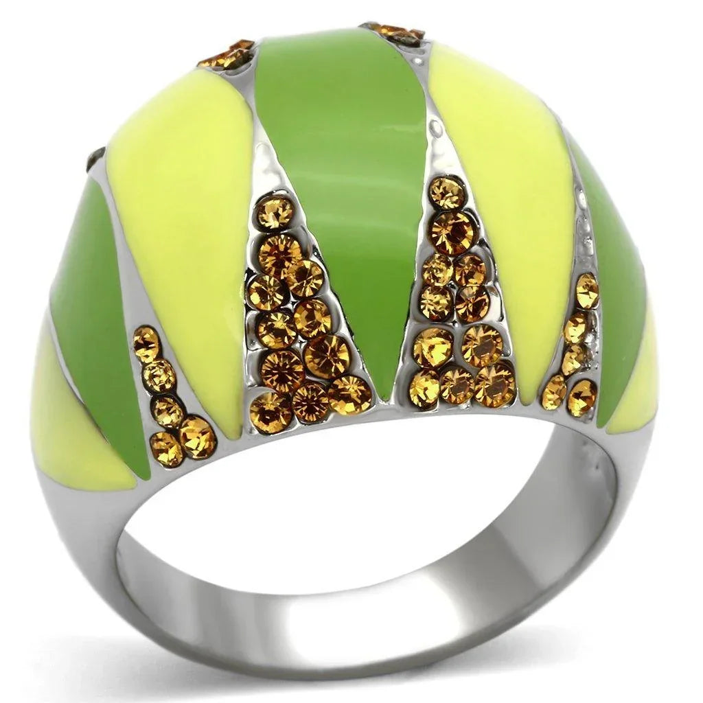 Silver Rings for Women Stainless Steel TK831 with Top Grade Crystal in Topaz - Jewelry Store by Erik Rayo