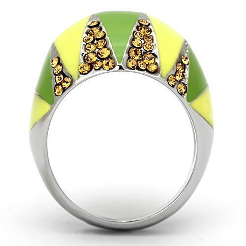 Silver Rings for Women Stainless Steel TK831 with Top Grade Crystal in Topaz - Jewelry Store by Erik Rayo