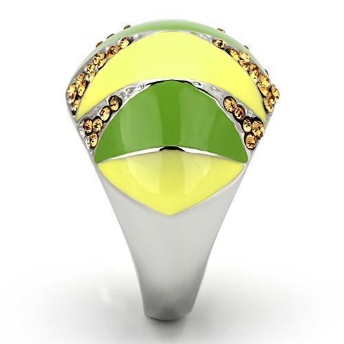 Silver Rings for Women Stainless Steel TK831 with Top Grade Crystal in Topaz - Jewelry Store by Erik Rayo