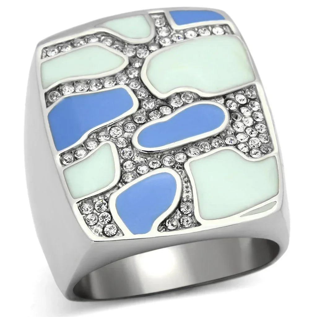 Silver Rings for Women Stainless Steel TK832 with Top Grade Crystal in Clear - Jewelry Store by Erik Rayo