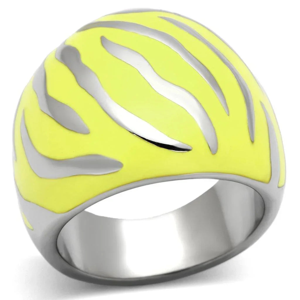 Silver Rings for Women Stainless Steel TK833 with Epoxy in Topaz - Jewelry Store by Erik Rayo