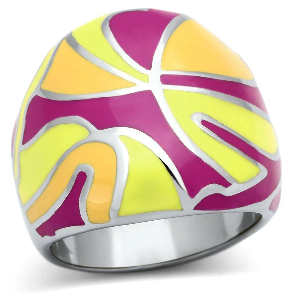 Silver Rings for Women Stainless Steel TK834 with Epoxy in Multi Color - Jewelry Store by Erik Rayo