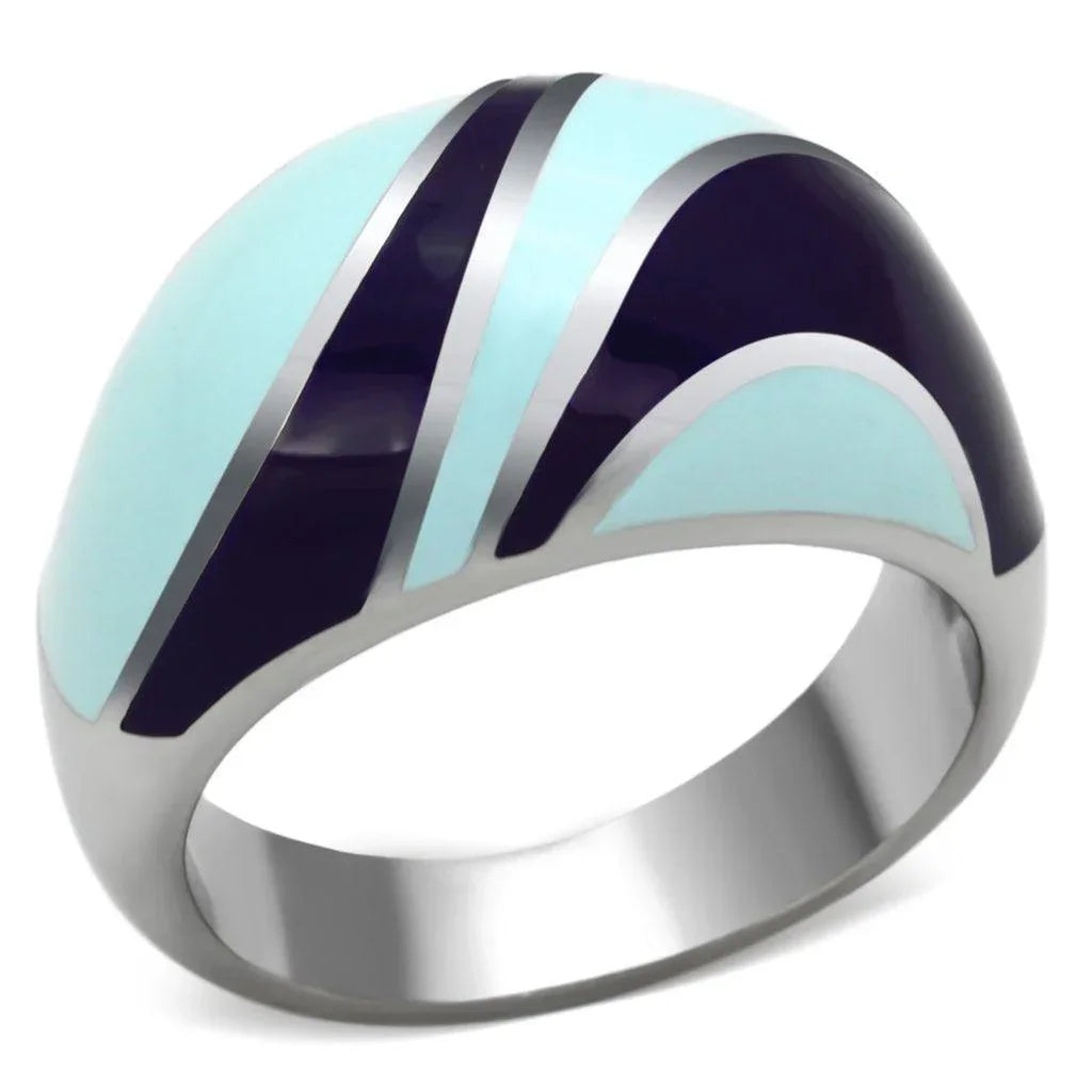 Silver Rings for Women Stainless Steel TK835 with Epoxy in Multi Color - Jewelry Store by Erik Rayo